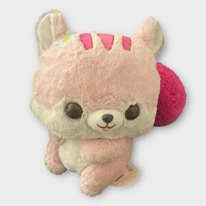 Amuse Fusappo Squirrel Plush Animal Plushie Fuzzy Tail Pink Fluffy New GS1116